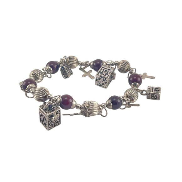 Catholic Rosary Bracelet With Multicolor Beads & Cross Charms - Picture 6 of 9